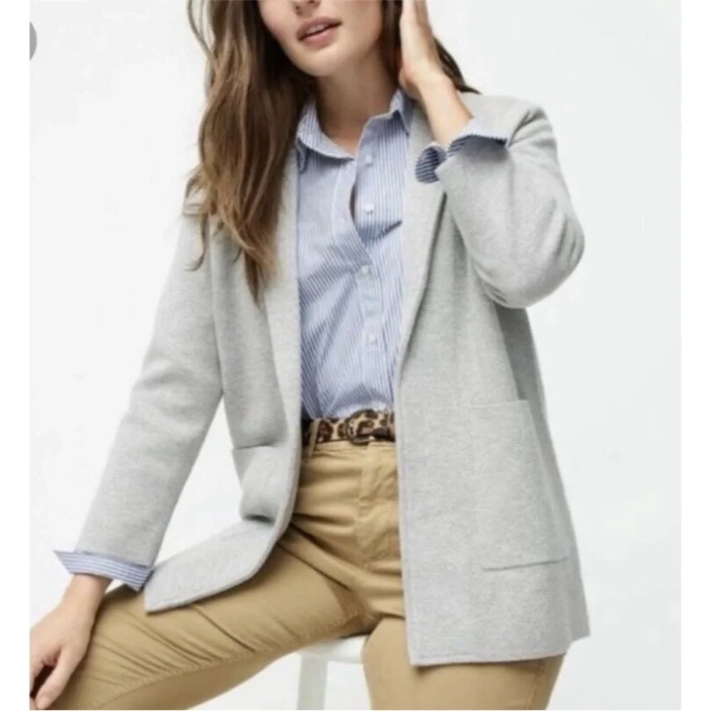 JCREW | Sophie open-front sweater-blazer grey w elbow pads